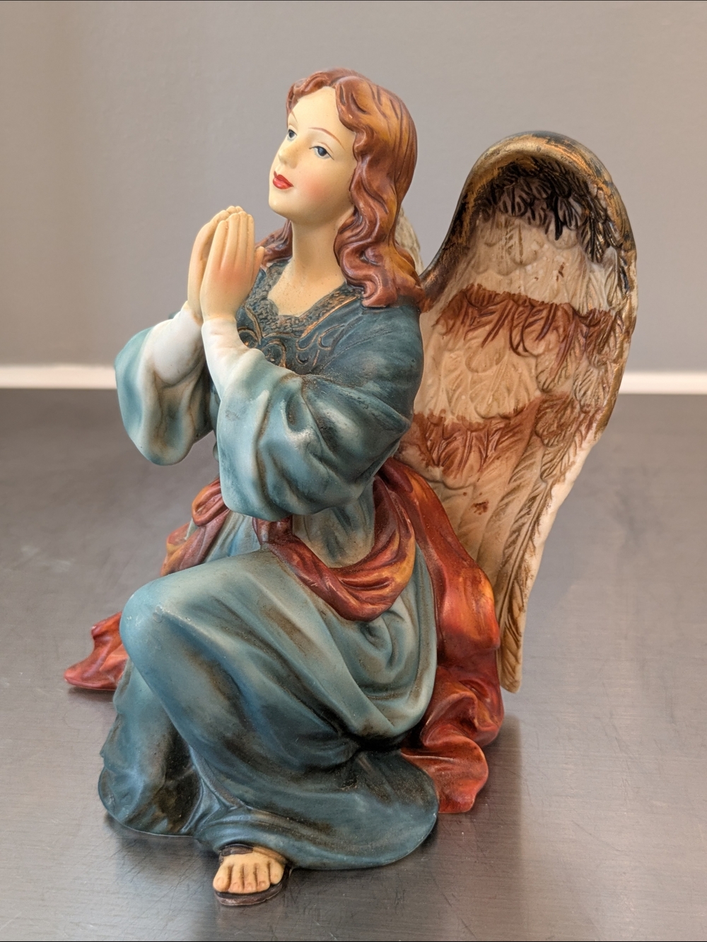 Decorative Kneeling Ceramic Angel Figurine - Picture 2 of 5